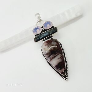 Coconut Jasper Kyanite Ethnic Handmade Pendant Jewelry 3.2"